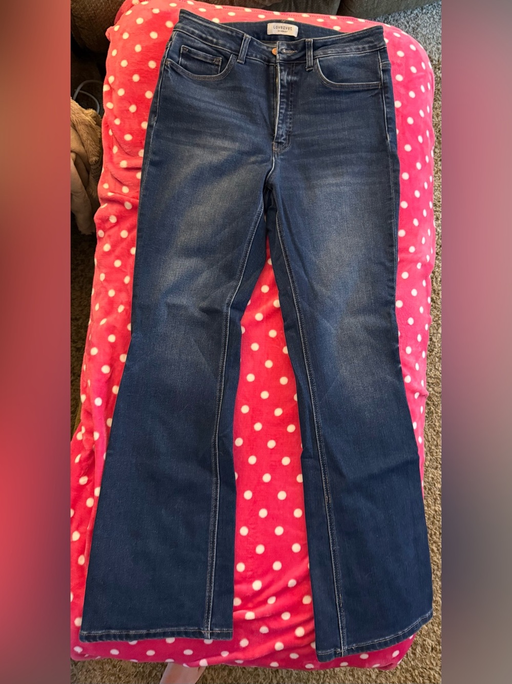 Lovervet by Vervet High Rise Flare Jeans Dark Wash Stretch Size 14W